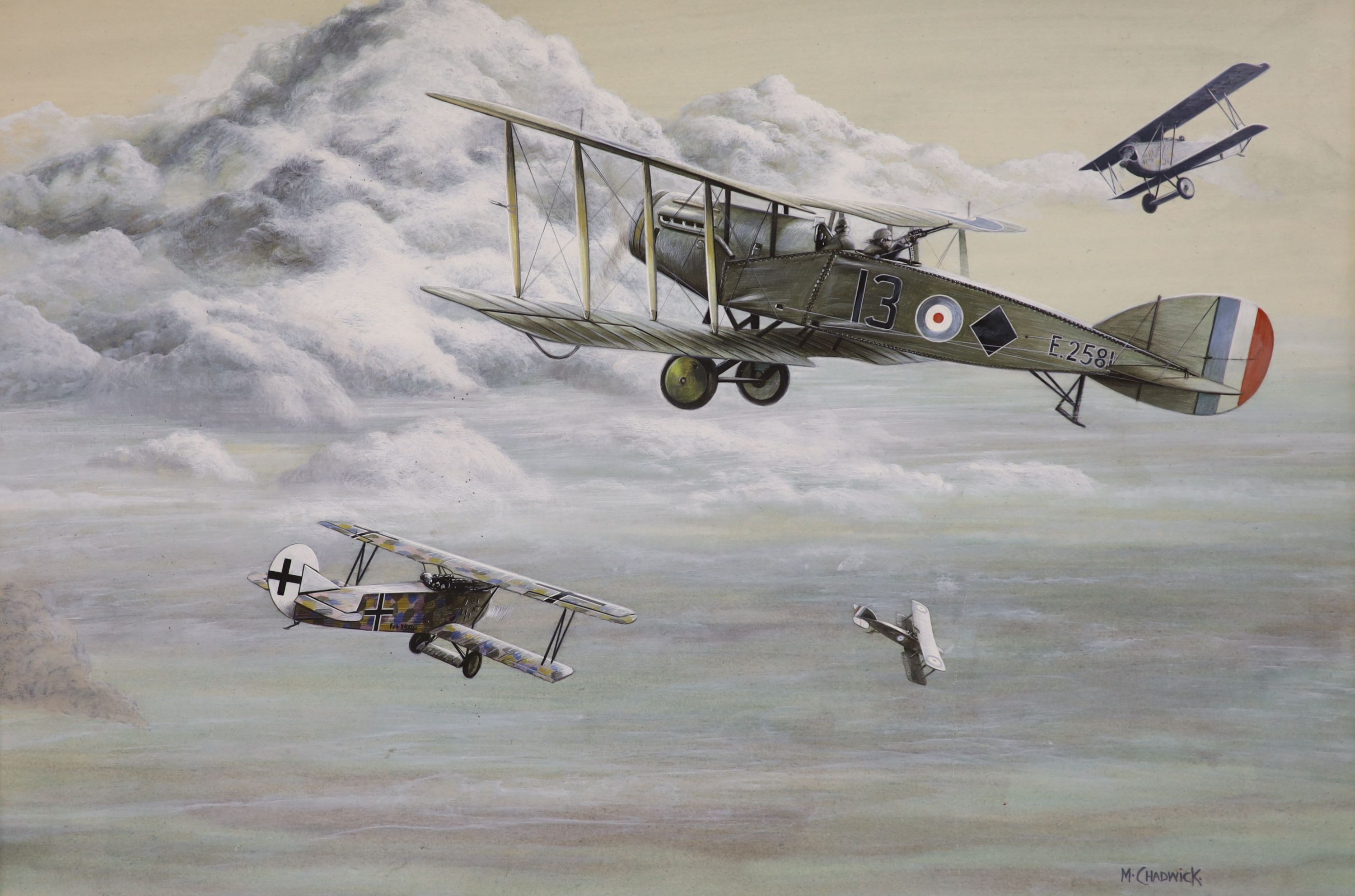 Michael Chadwick, oil on board, Bristol Fighter, 36 x 53cm